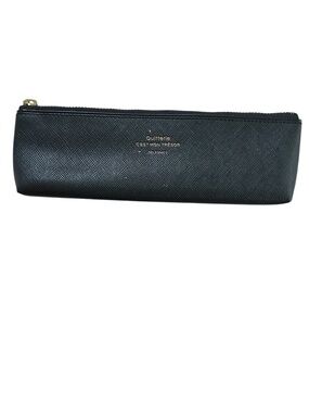 Quitterie c'est mon trésor delfonics blk leather skinny makeup pencil zip pouch